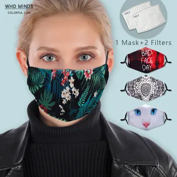 La moda Reutilizables de la máscara de la Cara Con Correas Ajustables Con Filtro Lavable de la Máscara de la Mujer de la Boca de la Máscara a prueba de viento de la Boca-mufla Máscaras
