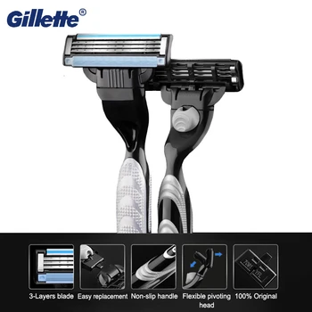Gillette Mach 3 Máquina De Afeitar Para Los Hombres Navaja Caso De La Máquina De Afeitar Con Cuchillas De Seguridad De La Cara Rasurada Casetes Para Barba Shavette