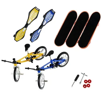 7PCS/Set Mini Diapasón de finger skate y bmx bicicleta de juguete para los niños tablas de skate scooter FSB divertida Novedad de la bicicleta de regalo