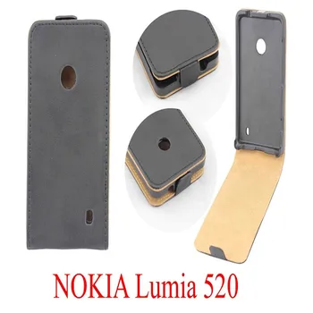 Vertical de la PU de Cuero Flip Case Fundas Capa Para Nokia Lumia 520 525 526 de la Cubierta de Arriba-Abajo de la piel Abierta de la bolsa de Teléfono Móvil Bolsas
