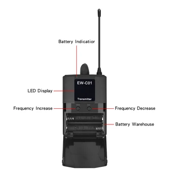 EYK EW-C01 30 Canales de UHF Inalámbrico Lavalier Micrófono con Sistema de Mano de Estilo de Solapa Micrófono Entrevista para la Cámara SLR de la Videocámara