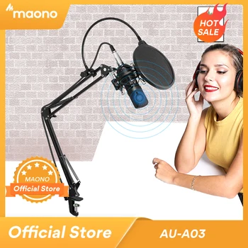 MAONO AU-A03 Estudio Profesional Kit de Micrófono de Condensador Cardioide de Microfono Podcast de Micrófono para Juegos de Karaoke de YouTube la Grabación