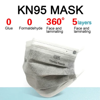 KN95 Mascarilla FFP2 5-capa Gris Plano de la Certificación CE KN95 Máscara de Carbón Activado Polvo de la Máscara de la Máscara de Polvo de corea KN95 Cada 20 PCS /Caja