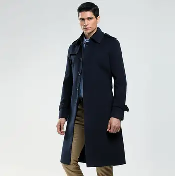 Un solo pecho abrigo de lana de los hombres trench manga larga abrigo para hombre de cachemira abrigo casaco masculino inverno erkek inglaterra