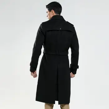 Un solo pecho abrigo de lana de los hombres trench manga larga abrigo para hombre de cachemira abrigo casaco masculino inverno erkek inglaterra