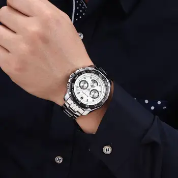La moda de Lujo de la Marca de relojes de Hombre de cuarzo completa de acero inoxidable Reloj Casual Militar de Deporte de los Hombres Vestido de reloj de Pulsera de Caballero de negocios