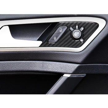 Para VW Golf 7 GTI MK7-2019 Coche Estilo Interior de la Cerradura de Puerta Interruptor en Panel de Guarnecido de la Cubierta de Fibra de Carbono Calcomanía Interior de la etiqueta Engomada