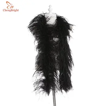 Caliente 2 Yardas Negro esponjoso avestruz boa de plumas falda Trajes/Trim para la Fiesta/Chal/Manualidades boa de plumas en la boda de la pluma de decoraciones