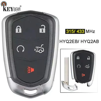 KEYECU 315MHz/ 433MHz HYQ2EB/ HYQ2AB Sin llave Smart Remote Key 5 Botón de control Remoto de Llavero para Cadillac ATS CTS 17-2019 XTS CT6 16-20
