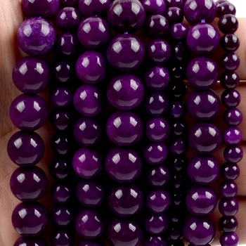 De alta Calidad Genuina de Piedra Natural de color Púrpura Sugilite Perlas Para la Joyería 6 8 10 mm Ronda Suelto Espaciador Perlas de BRICOLAJE Pulsera de 15
