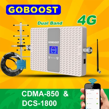 GOBOOST 4g amplificador de Señal de Doble Banda 850 1800 Mhz Celluar Amplificador de Mejorar Llamada de Teléfono Móvil de la Calidad de la Antena Reapeater Un Conjunto