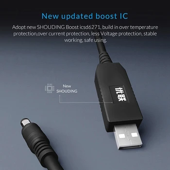 Unnlink 1M DC 5V a 12V 0,8-1A USB a DC 5.5x2.1 mm Cable de DC Convertidor Boost Step-Up de Voltaje de la fuente de Alimentación del Módulo de Router Wifi