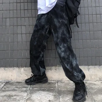 Harajuku Tie Dye Pantalones De Las Mujeres Impreso Casual Y Cool Punk Bolsillo Flojo De Pantalón Femenino Fondos Gótico Femenino De Hip Hop Goth Streetwear