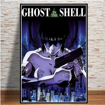 Caliente Ghost In The Shell Lucha De Policía De Japón Anime Cartel Y Grabados, Pinturas De Arte Lienzo Las Imágenes De La Pared Para La Sala De Estar Decoración Para El Hogar