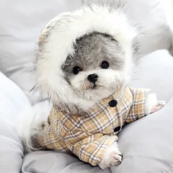 Invierno Ropa de Perro de la Chaqueta de Celosía Mascotas Trajes de Ropa de abrigo para Perros Pequeños Trajes de Abrigo Chaqueta Cachorro Suéter de Perros Chihuahua