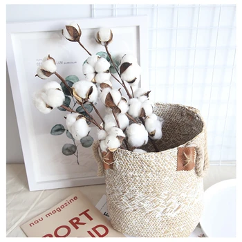 1 manojo de 10 cabezas de flores Secas de algodón floreros para la decoración del hogar, accesorios nupciales despacho de ornamentales en maceta de flores Artificiales