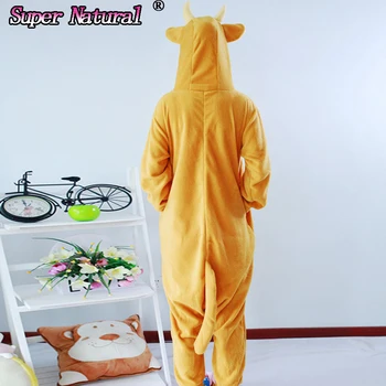 HKSNG de Halloween de las Mujeres de las Niñas de Adultos de Invierno de los Animales Toro Marrón Kigurumi Pijamas Mamelucos Trajes Cosplay ropa de hogar