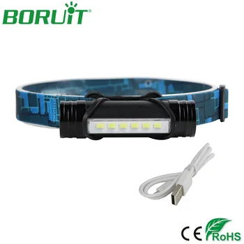 BORUiT Portátil 6 proyector de LED Linterna Recargable USB de la Cabeza de la Antorcha Impermeable Camping Caza Pesca de la Cabeza de la Lámpara con la Batería