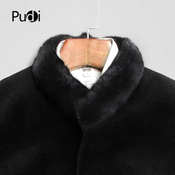 PUDI MT824 2018 Hombres nuevos de la moda real de lana, chaquetas de turn-down cuello de piel de visón de otoño invierno casual outwear