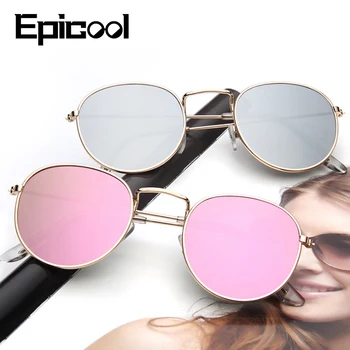 Epicool Gafas de sol de las Mujeres de Aleación de Marco Cuadrado de gafas de Sol de las Señoras Clásicas Polarizado Gafas de sol de Espejo oculos UV400