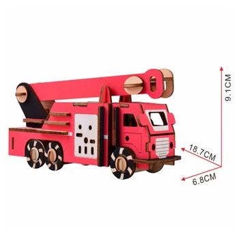 Puzzle 3D de BRICOLAJE Creativo 3D camión de Bomberos de Madera de la Construcción de modelos Kit de Juguete Hobby Regalo para los Niños Adultos P68