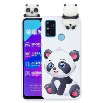 P Smart 2020 Teléfono en Caso De Coque Huawei P Smart 2020 2019 PSmart 2020 2019 Cubierta de la caja de Muñeca 3D Lindo Panda Suave de TPU Estuche Funda