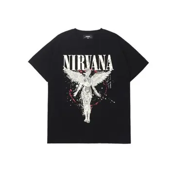 Nueva Ropa De Mujer 2021 Verano Gótico De Impresión De La Camiseta De Nirvana Sonriente Graphic Tees De La Mujer Suelta Carta Transpirable, Más El Tamaño De Tops