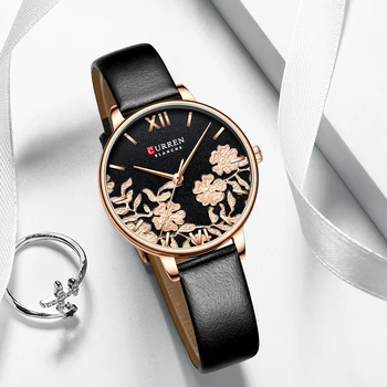 NUEVA CURREN Relojes para las Mujeres Casual Correa de Cuero de Cuarzo reloj de Pulsera de Lujo de la Marca Superior de Oro reloj Reloj Mujer Elegante Reloj de Señoras