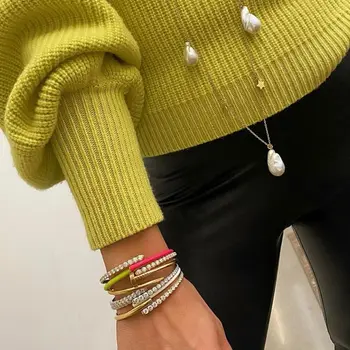 Verano caliente venta Nuevo Esmalte Neón abierta ajustar el brazalete de la pulsera de las mujeres de la moda del color del oro de la joyería
