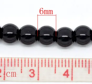 DoreenBeads 5 Hebras Negras de Cristal Redondo Creado cuentas de Perlas de 6mm de 82 cm de longitud (B08878) yiwu