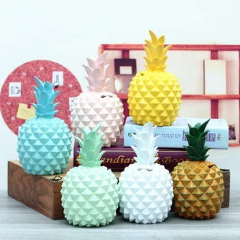 VILEAD 8 de Resina de Color de la Piña de la hucha de las Figurillas de Piña Modelo de Caja de Dinero de Miniaturas de la Fruta Decoración Creativa Decoración para el Hogar