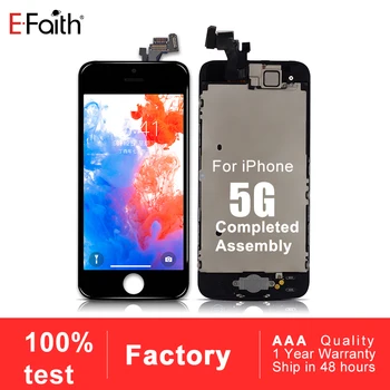 EFE 50 PCS Ningún Pixel Muerto de la Pantalla LCD Para el iPhone 5 5G con pantalla táctil y cámara frontal & Homebutton conjunto Completo de la Asamblea