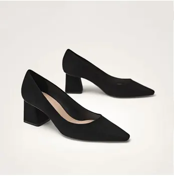 Marchita SS estilo de inglaterra señora de la oficina elegante negro simple slip-en los zapatos de tacón alto zapatos de tacón zapatos de mujer zapatos de las mujeres zapatos de las mujeres