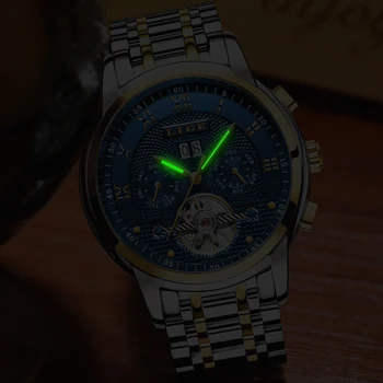 LIGE Relojes para Hombre de la Marca Superior de Negocios de la Moda Automática Reloj Mecánico de los Hombres de Acero Lleno del Deporte de la prenda Impermeable del Reloj Relogio Masculino