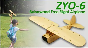 Balsawood Libre Vuelo de Avión ZYO-6 de Madera Modelo de Avión Niños Regalo de Navidad