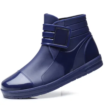 EXCARGO Hombres Botas de Tobillo botas para la lluvia del PVC de la prenda Impermeable Zapatos Para Hombres 2019 Moda de Verano Gancho Bucle Masculino Botas de Lluvia de Goma de los Zapatos