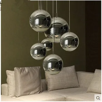 Espejo de cristal de la Bola de Iluminación de la lámpara de Oro de Plata de la Bola de Cristal de las Lámparas de la Cocina Sala de estar Dormitorio lustre Candelabros de Cristal de ZM729