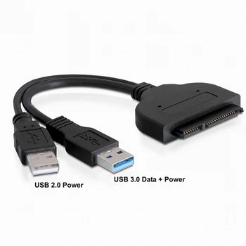 USB 3.0 2.0 a SATA de 22 Pin con extra USB 2.0 Adaptador de corriente Y Cable para disco Duro de 2.5