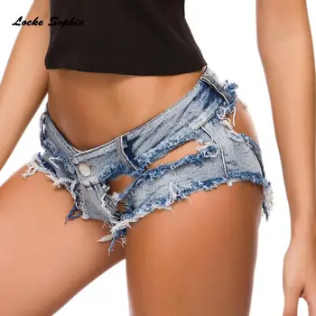 Baja de la cintura Sexy de la Mujer pantalones cortos de mezclilla 2021 Verano del dril de algodón de Empalme de las Señoras roto agujero Flaco Discoteca super Sexy short de jeans