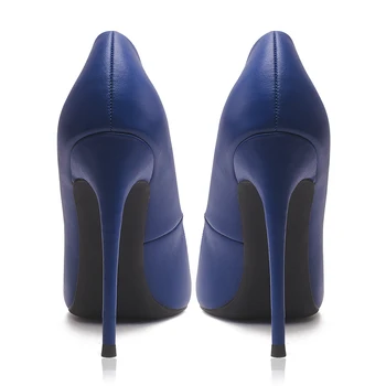 GENSHUO Diseñador Zapatos de Mujer Azul Tacones de 12 cm de Vestido de las Señoras Zapatos de Tacón de Aguja Bombas de Zapatos de Mujeres Chaussures Femme Tamaño de 5 a 12 años
