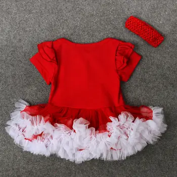 2Pcs de Navidad Pelele de Bebé de Manga Corta Roja y Verde de la Ropa de Bebé Vestido de Trajes de la Muchacha del Bebé Mameluco TuTu Vestidos de 0 a 18 Meses