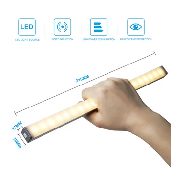LED de Inducción Humana Bajo Luz del Gabinete de Carga USB Armario Contador de la Lámpara I88
