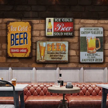 Guinness Vino de la Vendimia de la Pintura Retro Cerveza helada Cóctel de señales metálicas De arte de la pared Decoración de carteles y grabados