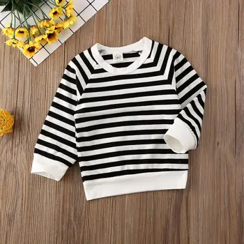Bebé Bebé Niñas Tops de Rayas Largo Seeve T-shirt Cottom Traje de la Ropa de Otoño Invierno de Niño camisetas