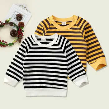 Bebé Bebé Niñas Tops de Rayas Largo Seeve T-shirt Cottom Traje de la Ropa de Otoño Invierno de Niño camisetas