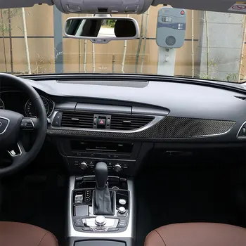 De Fibra De Carbono De Coche Accesorios Interiores Tablero De Protección De Modificación De La Cubierta De Recorte De Pegatinas Para Audi A6 A7 2012-2018