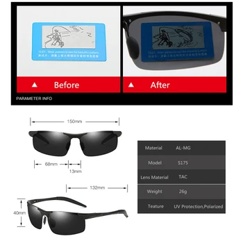 De aluminio y Magnesio Fotocromáticas Polarizadas TAC de los Hombres del Día y de la Visión Nocturna de Conducción Gafas de sol, Anti-reflejo Controlador de Gafas de Sol S175