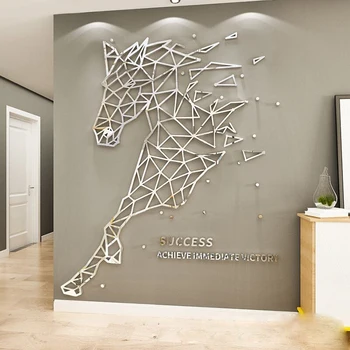 Línea Simple caballo de Acrílico pegatinas de pared 3d de BRICOLAJE, decoración del Hogar, sala de estar Espejo de la pared de la etiqueta engomada de la Moda de la creatividad Casa de arte de la decoración de la pared