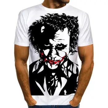 2020 Verano Payaso Blanco Joker Impreso en 3D Camiseta de los Hombres del Joker Cara Casual Male Camiseta de Payaso Manga Corta Camisetas Divertidas TopsXXS-6XL