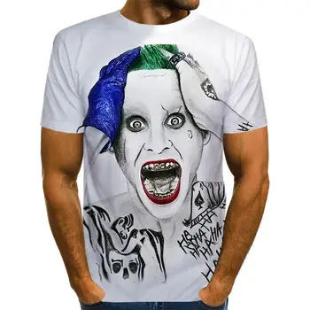 2020 Verano Payaso Blanco Joker Impreso en 3D Camiseta de los Hombres del Joker Cara Casual Male Camiseta de Payaso Manga Corta Camisetas Divertidas TopsXXS-6XL